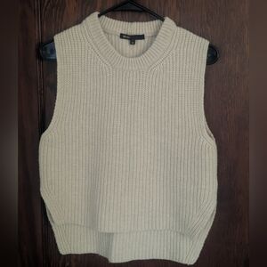 Maje Wool Well Made Cream Sweater Vest High Low Minimalist Size XS
